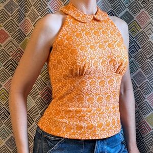 OOAK HALTER TOP made from vintage fabric XS